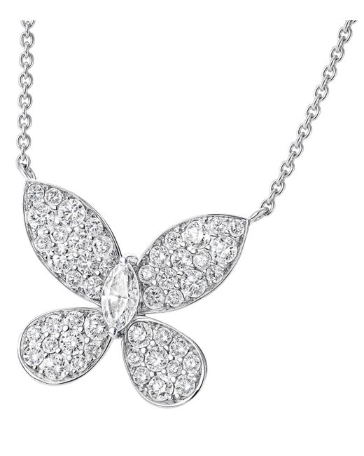 Graff Metallic And Diamond Pavé Butterfly Small Pendant Necklace