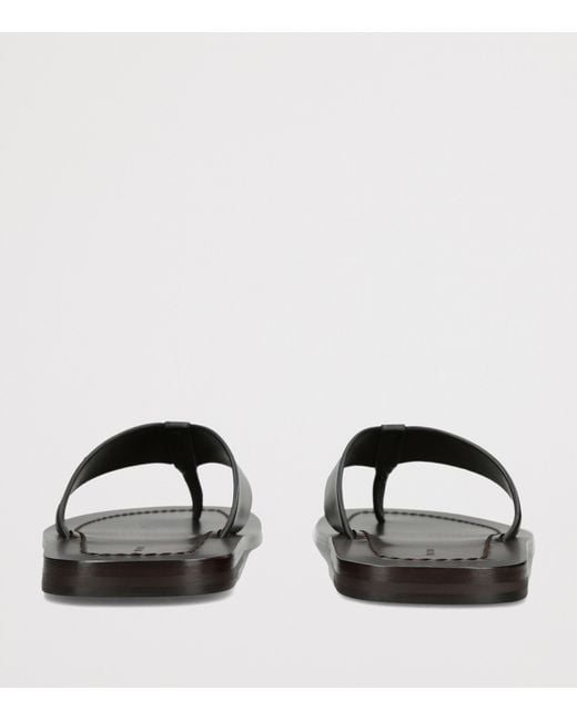 The Row Black Dan Leather Flip Flops for men