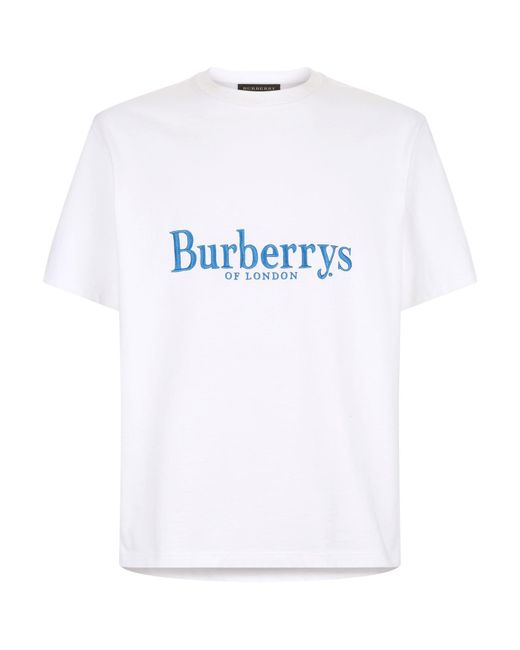 Burberry White Embroidered Vintage Logo T-shirt for men