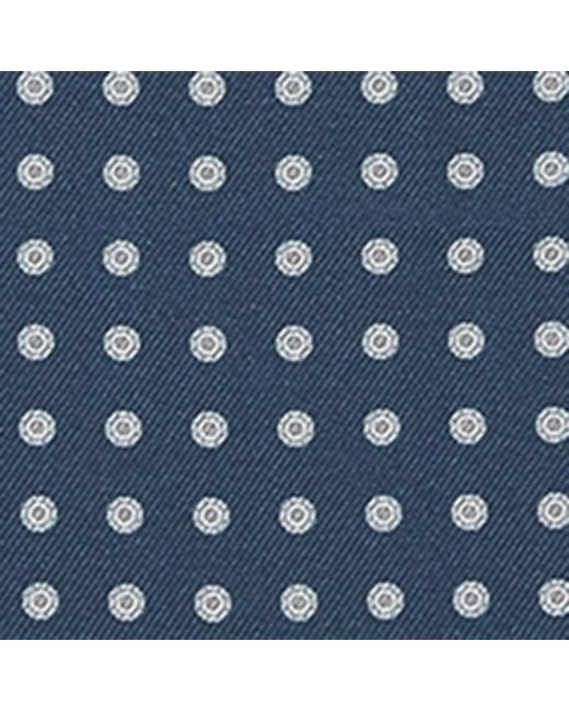 Canali Blue Silk Medallion Print Pocket Square for men