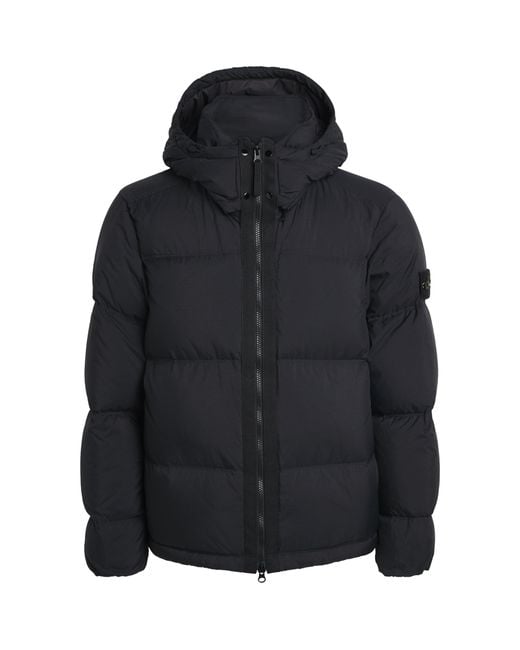 Stone Island Black Ripstop Down-Padded Coat for men