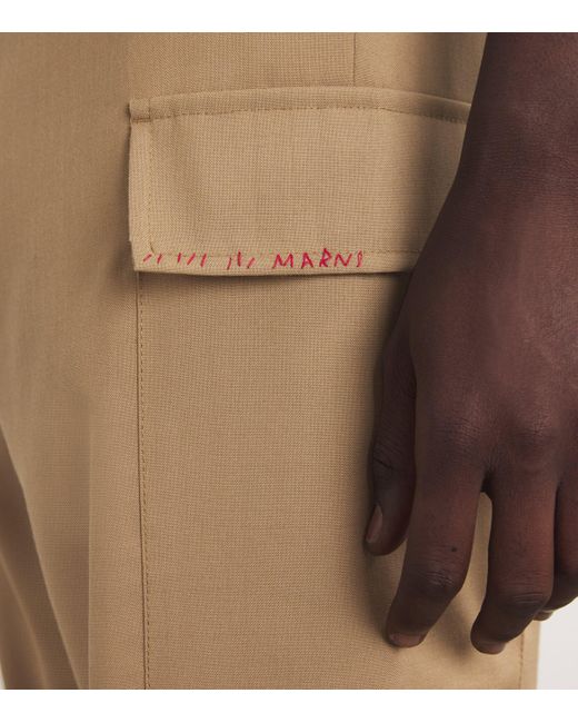 Marni Natural Virgin Wool Cargo Trousers for men