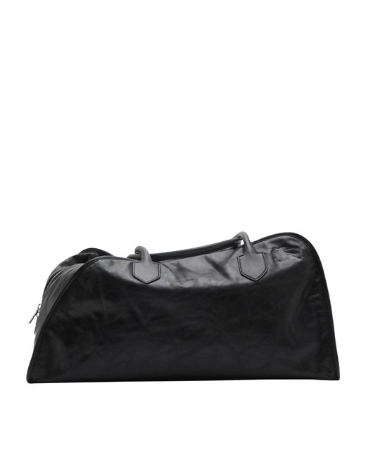 Burberry Black Crinkled Leather Shied Duffle Bag for men