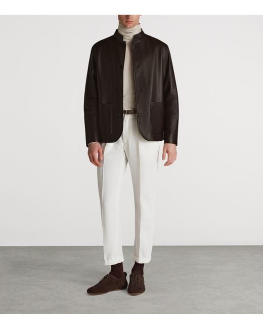 Dunhill Brown Leather Driving Jacket for men