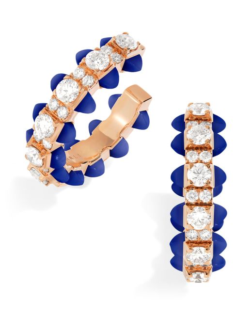 Marli New York Blue Diamond And Lapis Lazuli Tip-Top Hoop Earrings