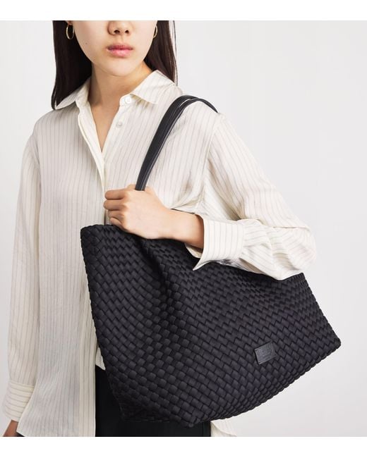 Harrods Black Neoprene Woven East-West Tote Bag