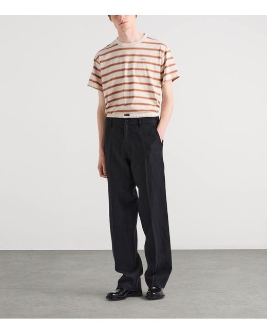 Prada Pink Cotton Stripe T-Shirt for men