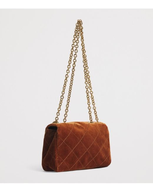 Chloé Brown Small Velvet Heritage Shoulder Bag