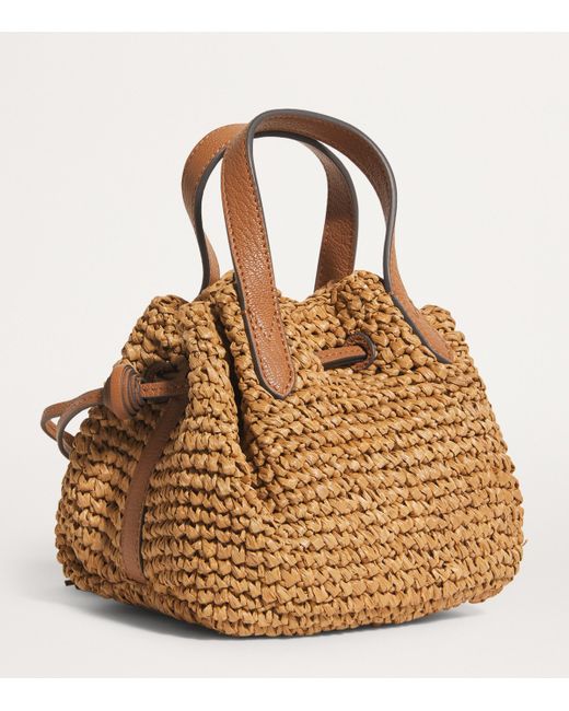 Anya Hindmarch Brown Raffia Drawstring Cross-Body Bag