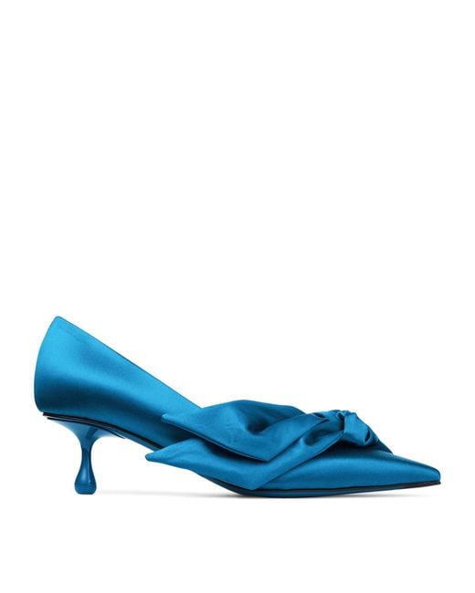 Jimmy Choo Blue Issy 50 Satin Pumps