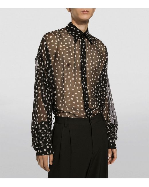 Dolce & Gabbana Black Silk Polka-dot Shirt for men