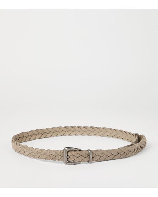Brunello Cucinelli Brown Leather Braided Belt