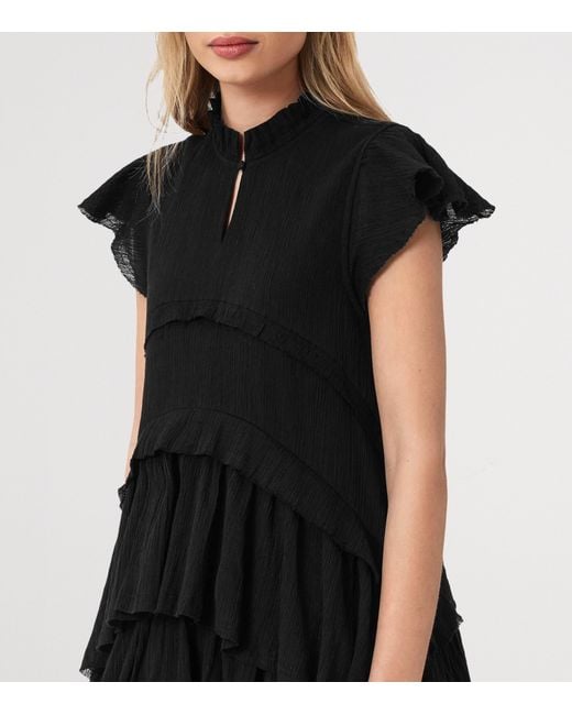 AllSaints Black Organic Cotton Cavalry Mini Dress