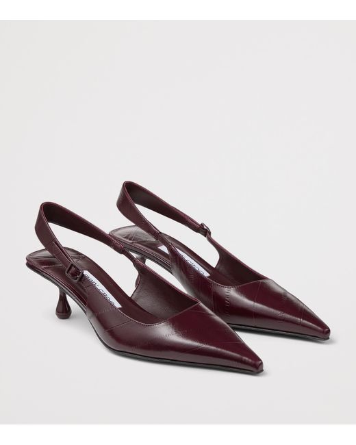 Jimmy Choo Brown Amel 50 Leather Slingback Pumps