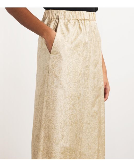 Max Mara Natural Silk Printed Wide-Leg Trousers