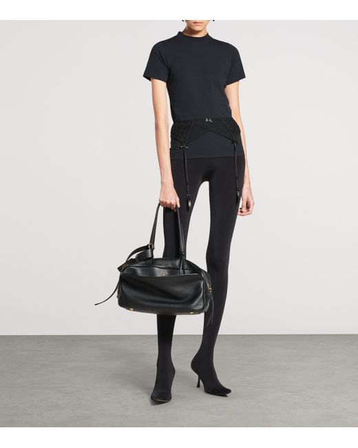Balenciaga Black Medium Leather Carrie Bowling Top-Handle Bag