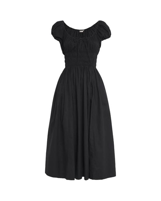 Doen Black Organic Cotton Quinn Midi Dress