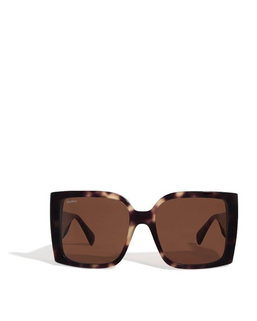 Max Mara Brown Acetate Tortoiseshell Oversized Square Sunglasses