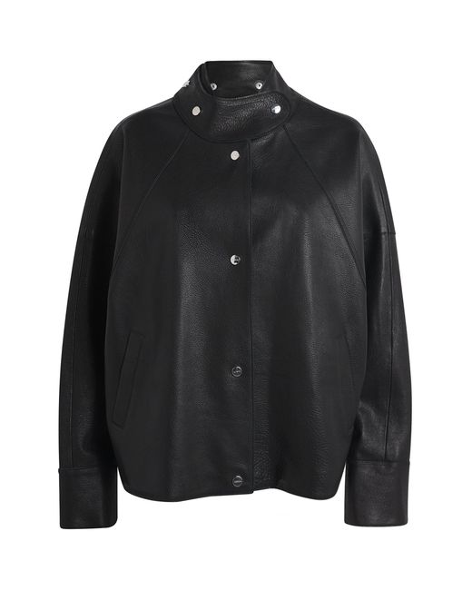Aeron Black Salem Oversized Leather Jacket