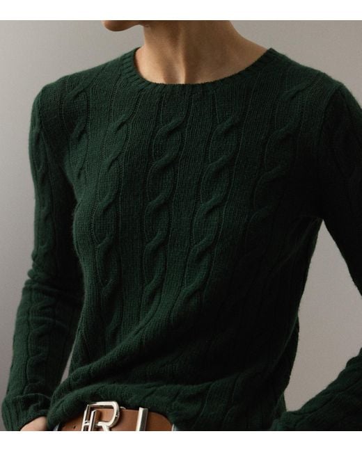 Ralph Lauren Green Cashmere Cable-Knit Sweater