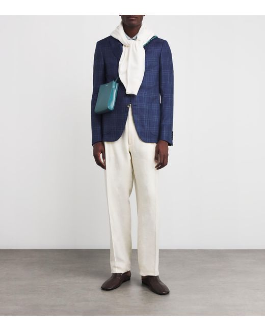 Canali Blue Wool-Silk-Linen Kei Blazer for men