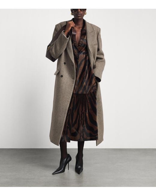 Source Unknown Brown Wool Double-Breasted Reyna Long Coat
