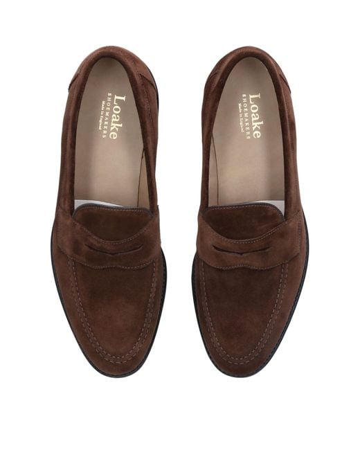 Loake Brown Suede Penny Loafers for men