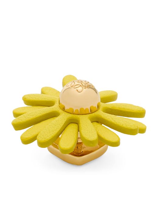 Loewe Yellow X Paula's Ibiza Leather-Trim Flower Pin