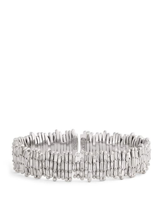 Suzanne Kalan Metallic And Diamond Classic Three-Row Cuff