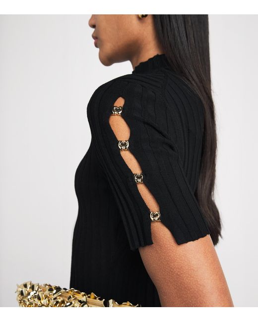 Maje Black High-Neck Knit Mini Dress