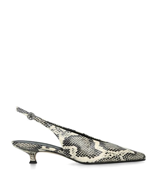 Aeyde Metallic Snakeskin-Effect Camila Slingback Pumps 35