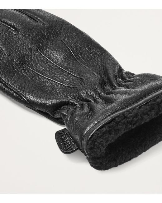 Aspinal Black Deerskin Gloves for men
