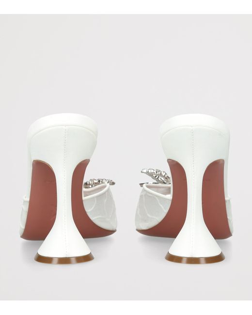 AMINA MUADDI White Lace Embellished Rosie Heeled Mules 95