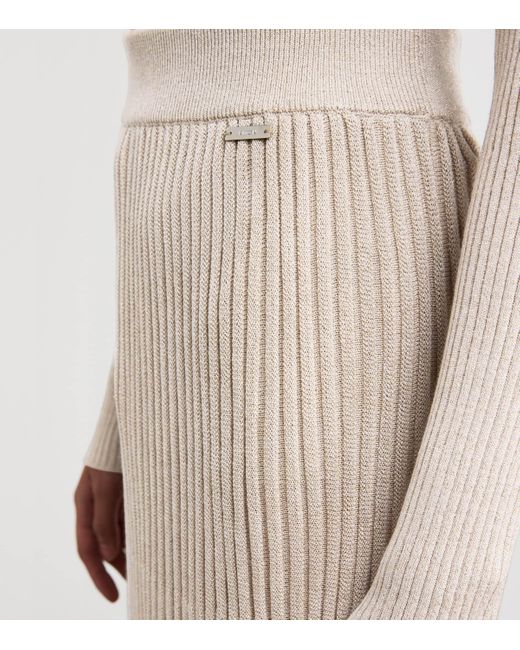 Kiton Natural Wool-Blend Shimmer Midi Skirt