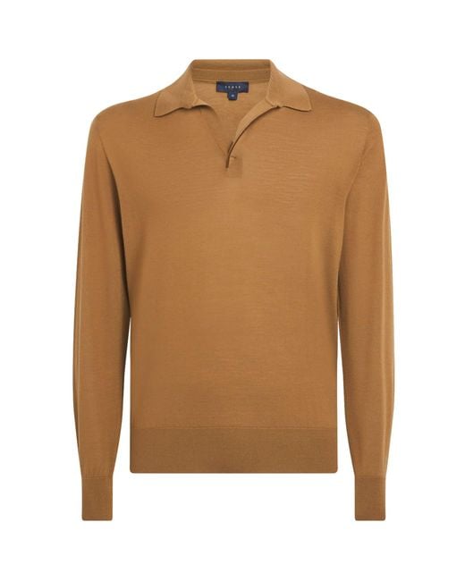Sease Brown Virgin Wool Polo Shirt for men