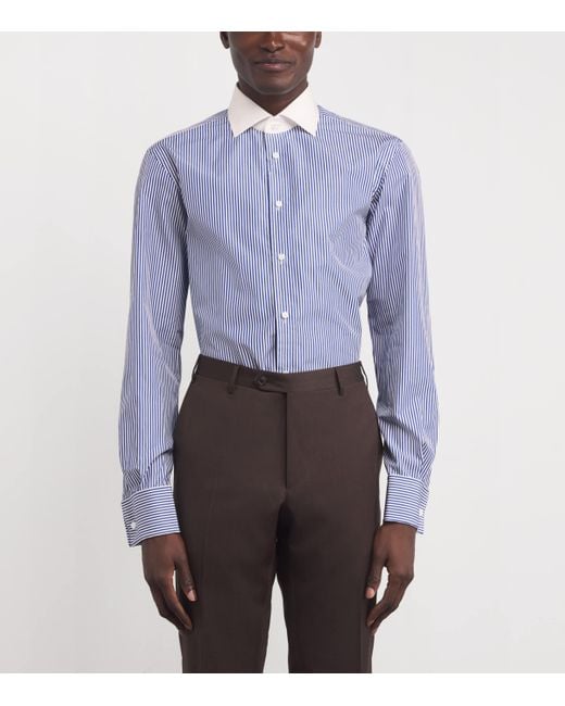 Ralph Lauren Blue Cotton Bengal-Stripe Dress Shirt for men