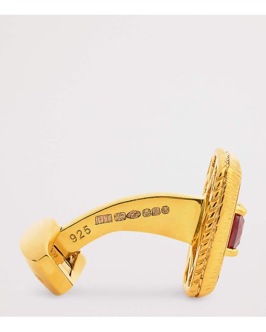 Tateossian Metallic Plated And Garnet Graffiato Cufflinks for men