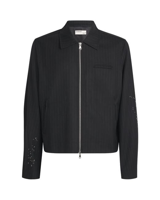DOMREBEL Black Pinstripe Backstage Jacket for men