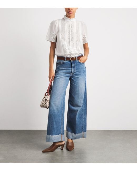 ME+EM White Cotton Broderie Anglaise Blouse
