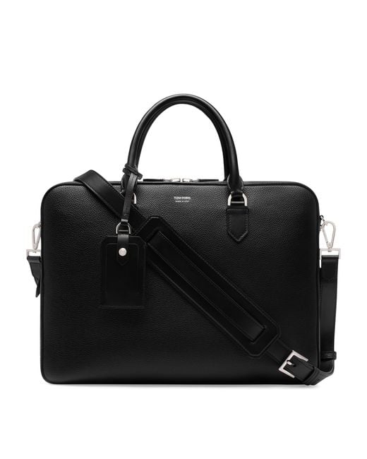Tom Ford Black Leather Elliot Briefcase for men