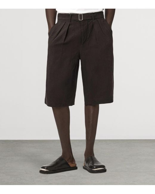 AllSaints Black Lyocell-Linen Marko Shorts for men