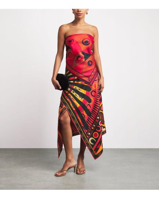 Emilio Pucci Red Silk Soleil Scarf Skirt