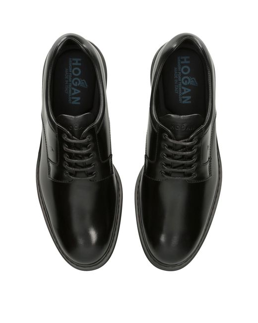 Hogan Black Leather H576 Derby Shoes for men