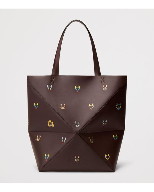 Loewe Brown X Louis Wain Xl Calfskin Puzzle Fold Tote Bag