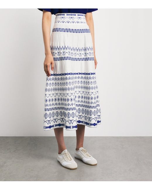 Molli White Jacquard-Knit Midi Skirt