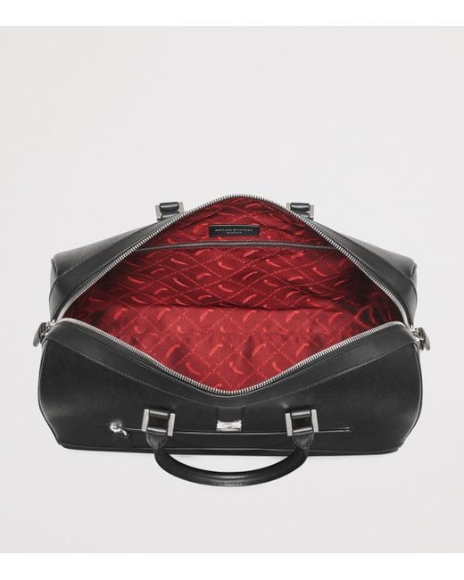 Aspinal Black Leather Connaught Holdall for men