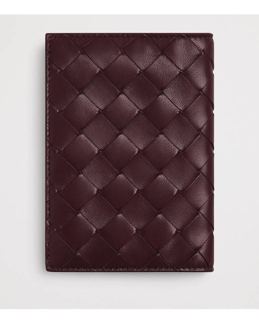 Bottega Veneta Purple Leather Intrecciato Passport Holder