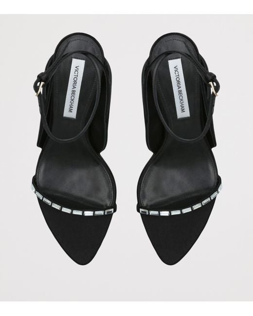 Victoria Beckham Black Leather Embellished Eliza Heeled Sandals 75