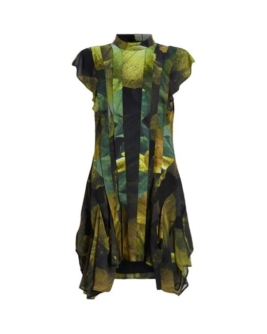 AllSaints Green Printed Fleur Mini Dress