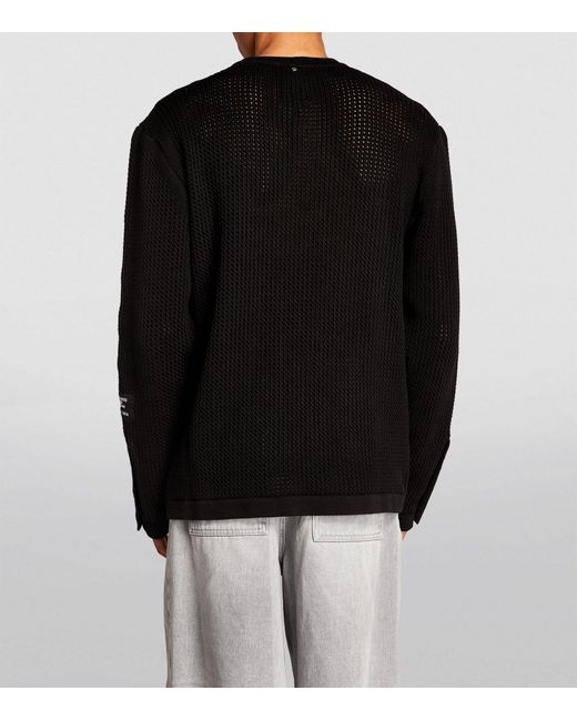 OAMC Black Cotton Mesh-knit Logo Sweater for men